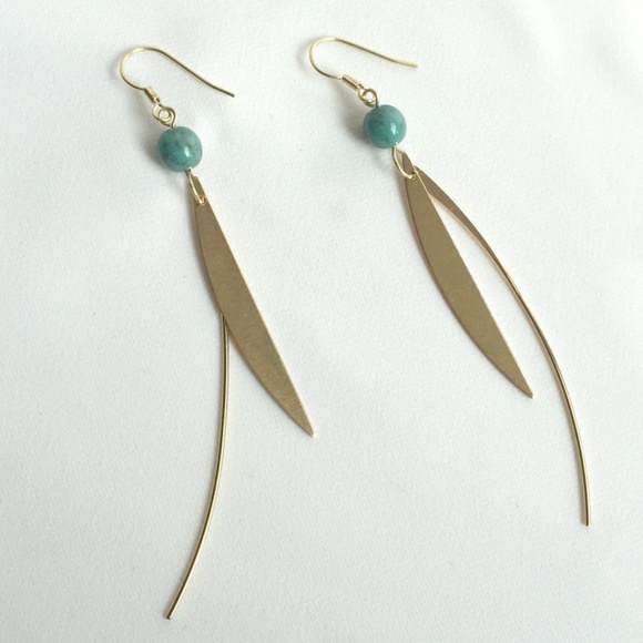 Original Design Minimalist Spear Brass Earrings - Picture 2 of 4